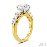 1 1/10 Ctw Princess Shape Round Cut Diamond Semi-Mount Engagement Ring in 14K Yellow and White Gold