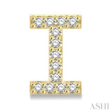 1/10 Ctw Initial 'I' Single Cut Diamond Earrings in 10K Yellow Gold
