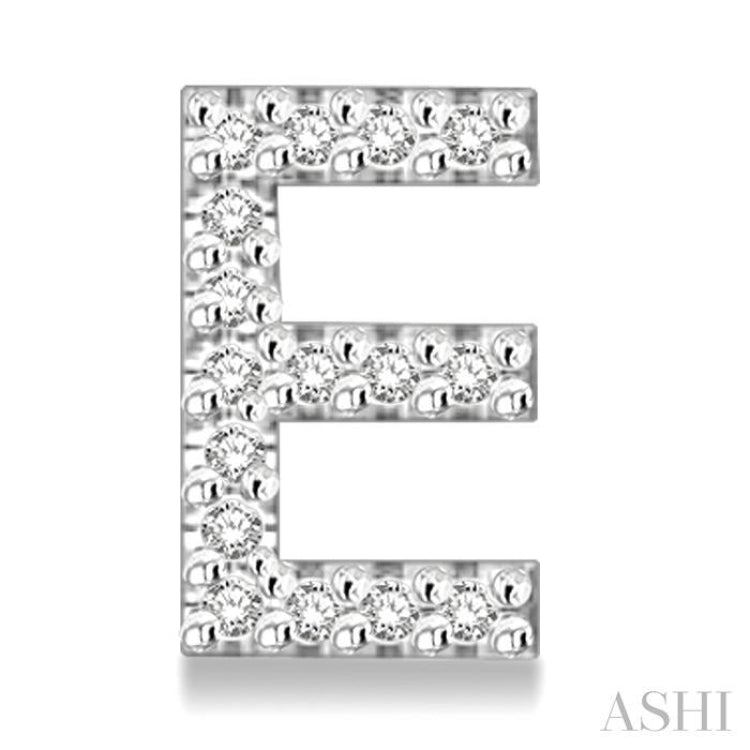 1/10 Ctw Initial 'E' Single Cut Diamond Earrings in 10K White Gold