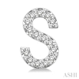 1/10 Ctw Initial 'S' Single Cut Diamond Earrings in 10K White Gold