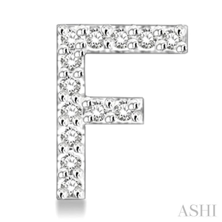 1/10 Ctw Initial 'F' Single Cut Diamond Earrings in 10K White Gold