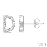 1/10 Ctw Initial 'D' Single Cut Diamond Earrings in 10K White Gold