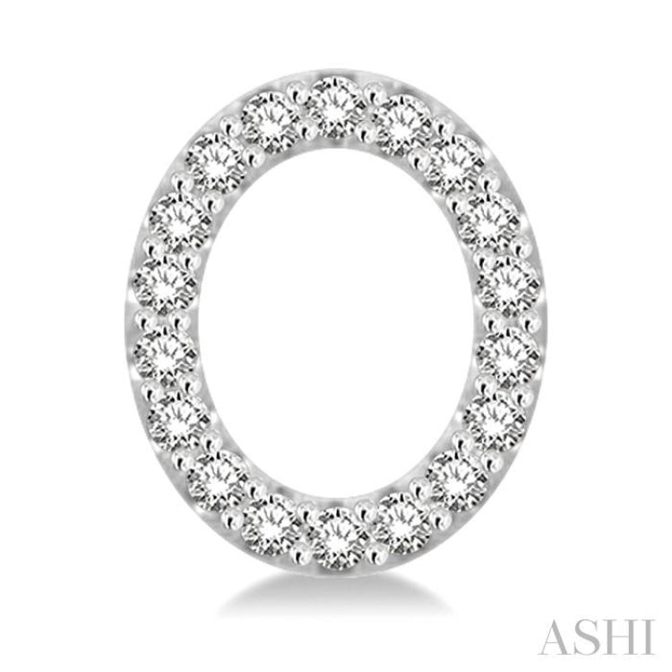 1/10 Ctw Initial 'O' Single Cut Diamond Earrings in 10K White Gold