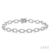 1 1/2 Ctw Round Cut Diamond Encrusted Link Paperclip Chain Bracelet in 14K White Gold
