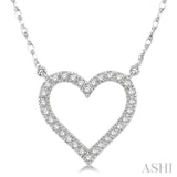1/6 Ctw Heart Shape Round Cut Diamond Pendant With Chain in 10K White Gold