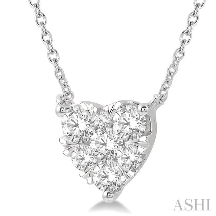 3/4 Ctw Lovebright Diamond Heart Pendant With Chain in 14K White Gold