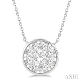 1/2 Ctw Round Shape Lovebright Diamond Pendant With Chain in 14K White Gold