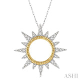 1/6 Ctw Sun Motif Round Cut Diamond Pendant With Chain in 10K White and Yellow Gold