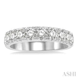 1 1/2 Ctw 11 Stone Round Cut Diamond Wedding Band in 14K White Gold