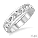 1 1/2 Ctw Channel Set 11 Stone Round Cut Diamond Wedding Band in 14K White Gold