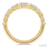 1 1/2 Ctw Triple Row Round Cut Diamond Fashion Band in 14K Yellow Gold