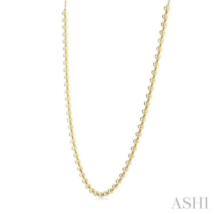 1 1/4 Ctw Bezel Set Round Cut Diamond Tennis Necklace in 14K Yellow Gold
