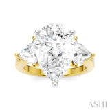 1 1/10 Ctw Pear Shape Trillion Cut & Round Cut Diamond Semi-Mount Engagement Ring in 14K Yellow and White Gold