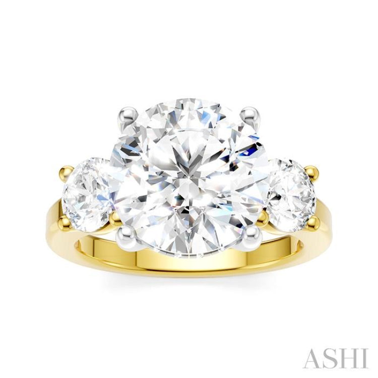 1 1/10 Ctw Tri-Mount Past, Present and Future Round Cut Diamond Semi-Mount Engagement Ring in 14K Yellow and White Gold