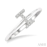 1/20 Ctw Initial 'I' Round Cut Diamond Fashion Ring in 10K White Gold
