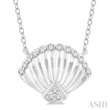 1/10 Ctw Nautical Seashell Petite Round Cut Diamond Fashion Pendant With Chain in 10K White Gold