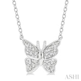 1/20 Ctw Butterfly Petite Round Cut Diamond Fashion Pendant With Chain in 10K Yellow Gold