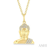 1/8 Ctw Buddha Petite Round Cut Diamond Fashion Pendant With Chain in 10K Yellow Gold