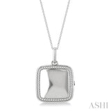 1/10 Ctw Square Shape Round Cut Diamond Keepsake Locket Pendant With Chain in Sterling Silver