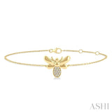 1/20 ctw Petite Bumble Bee Round Cut Diamond Fashion Bracelet in 10K Yellow Gold