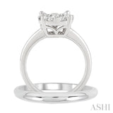 1 ctw Lovebright Round Cut Diamond Wedding Set With 3/4 ctw Circular Engagement Ring and 1/3 ctw U-Shape Center Wedding Band in 14K White Gold