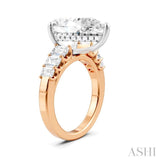 1 1/4 Ctw Pear Shape Emerald and Round Cut Diamond Semi-Mount Engagement Ring in 14K Rose and White Gold