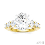 1 1/5 Ctw Oval Shape Round Cut Diamond Semi-Mount Engagement Ring in 14K Yellow and White Gold