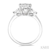 1/2 ctw Baguette and Pear Cut Diamond Ladies Engagement Ring with 1/3 ct Pear Cut Center Stone in 14K White Gold