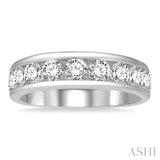 1 1/2 Ctw Channel Set 11 Stone Round Cut Diamond Wedding Band in 14K White Gold