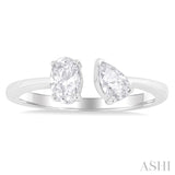 3/4 ctw Toi Et Moi Oval and Pear Cut Diamond Open Fashion Ring in 14K White Gold