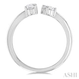3/4 ctw Toi Et Moi Oval and Pear Cut Diamond Open Fashion Ring in 14K White Gold