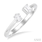 1/3 ctw Toi Et Moi Oval and Emerald Cut Diamond Open Fashion Ring in 14K White Gold