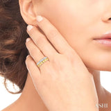1 ctw Pyramid Accents and Bezel Set Emerald Cut Diamond Bold Gold Fashion Wide Band in 14K Yellow Gold