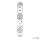 1/10 Ctw Bold Bead Design Single Cut Diamond Fashion Half Hoop Earrings in Sterling Silver