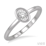 1/50 ctw Oval Shape Round Cut Diamond Promise Ring in 10K White Gold