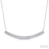 1/20 Ctw Single Cut Diamond Curved Bar Pendant With Chain in Sterling Silver