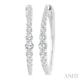 1 Ctw Round Cut Diamond Graduated Riviera Hoop Earrings in 14K White Gold