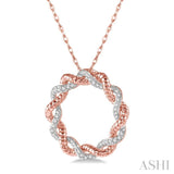 1/6 Ctw Entwined Round Cut Diamond Two Tone Fashion Pendant With Chain in 10K Rose Gold