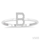1/20 Ctw Initial 'B' Round Cut Diamond Fashion Ring in 10K White Gold