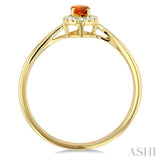 5x3 MM Oval Shape Citrine and 1/20 Ctw Single Cut Diamond Halo Semi-Precious Ring in 10K Yellow Gold