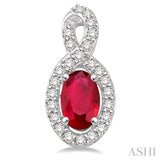 5x3 MM Oval Cut Ruby and 1/5 ctw Round Cut Diamond Earrings in 10K White Gold