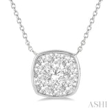 1/2 Ctw Cushion Shape Lovebright Diamond Pendant With Chain in 14K White Gold