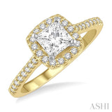 1/4 ctw Square Shape Diamond Semi-Mount Engagement Ring in 14K Yellow and White Gold