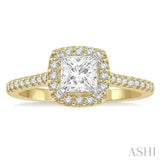 1/4 ctw Square Shape Diamond Semi-Mount Engagement Ring in 14K Yellow and White Gold