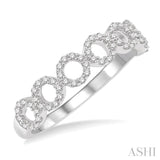 1/4 ctw Circular Row Round Cut Diamond Stackable Band in 14K White Gold