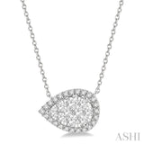 3/4 Ctw Pear Shape Round Cut Diamond Lovebright Pendant With Chain in 14K White Gold