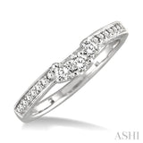 1/3 Ctw Arched Center Engraved Foliage Round Cut Diamond Wedding Band in 14K White Gold