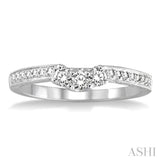 1/3 Ctw Arched Center Engraved Foliage Round Cut Diamond Wedding Band in 14K White Gold