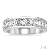2 Ctw Channel Set 11 Stone Round Cut Diamond Wedding Band in 14K White Gold
