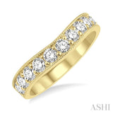 1.00 ctw Arched Round Cut Diamond Wedding Band in 14K Yellow Gold